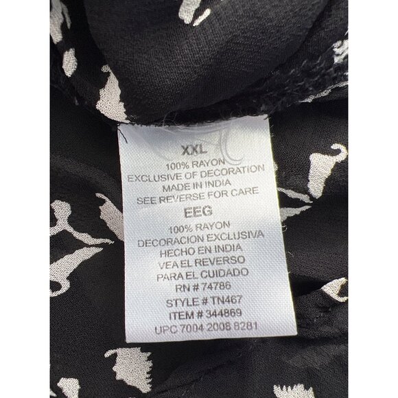 Bila Top Size XXL Crochet Lace Floral Print 3/4 Sleeve Black Cream Witchy Boho - Picture 4 of 7